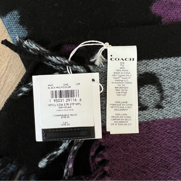 Coach Stars Striped Print Muffler - Picture 5 of 5